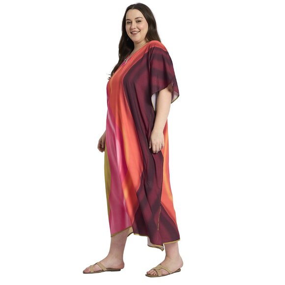 Gypsie Blu Multicolor Polyester Caftan Dress Plus Size Evening Wear Maxi Dresses - Picture 5 of 8
